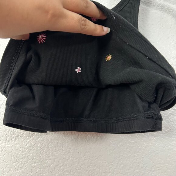 PINK Embroidered Flower Cropped Tank Top Shelf Bra Floral - Picture 6 of 8